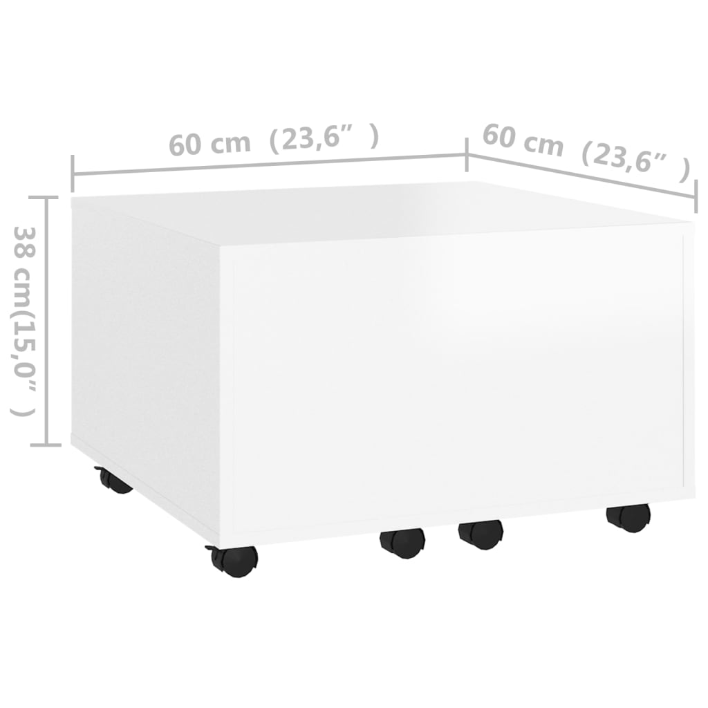 Mesa de centro madera contrachapada blanco 60x60x38 cm