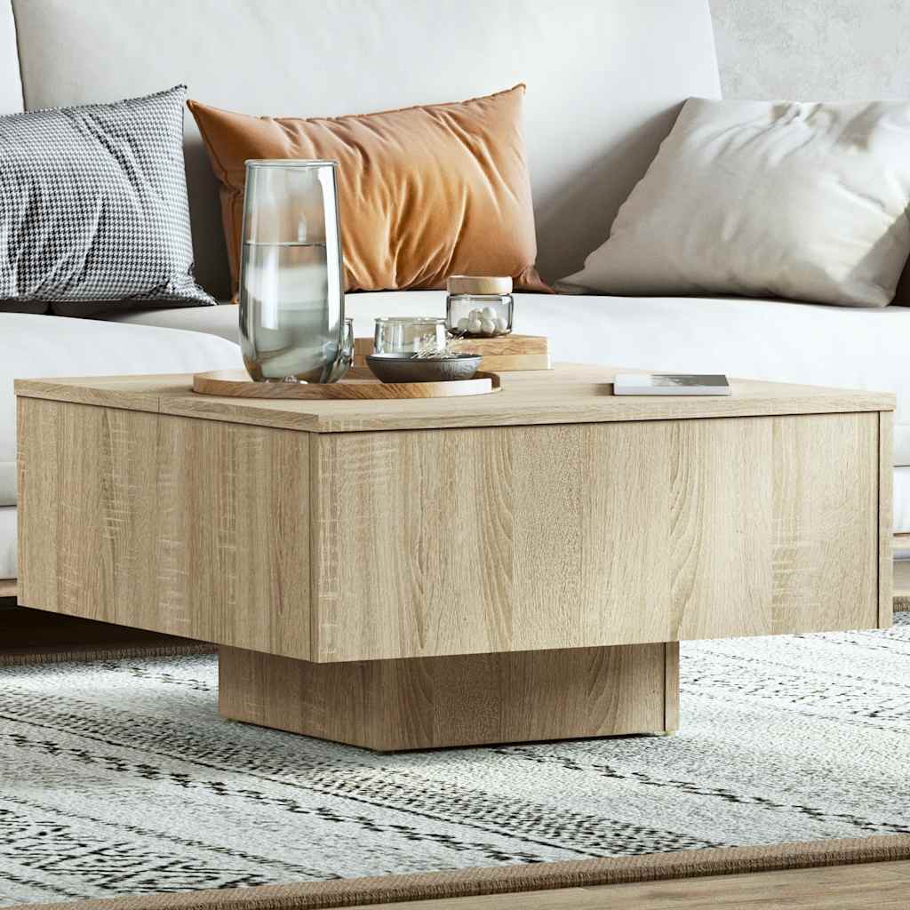 Mesa de centro madera contrachapada blanco 60x60x31,5 cm