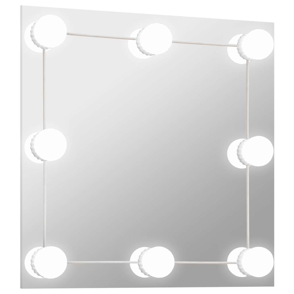 Espejo de pared con luces LED cuadrado de vidrio