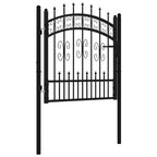 Puerta de valla KAMPEN con punta de lanza negra, 103 x 100 cm, acero