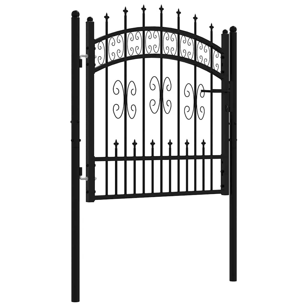 Puerta de valla KAMPEN con punta de lanza negra, 103 x 100 cm, acero