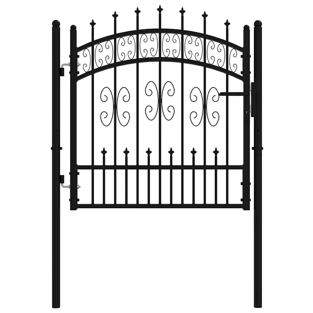 Puerta de valla KAMPEN con punta de lanza negra, 103 x 100 cm, acero
