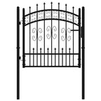Puerta de valla KAMPEN con punta de lanza negra, 103 x 100 cm, acero