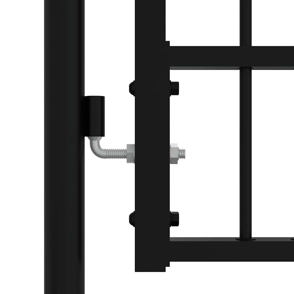 Puerta de valla KAMPEN con punta de lanza negra, 103 x 100 cm, acero