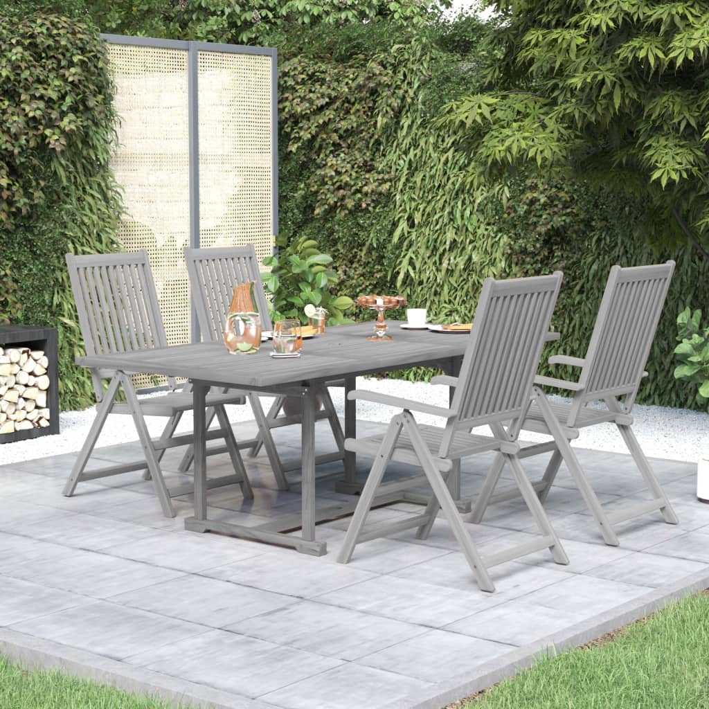 Conjunto de jantar de jardim 5 peças madeira maciça de acácia e textilene
