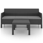 Set de muebles de jardín 2 pzas cojines PP ratán gris antracita