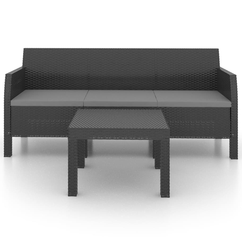 Set de muebles de jardín 2 pzas cojines PP ratán gris antracita