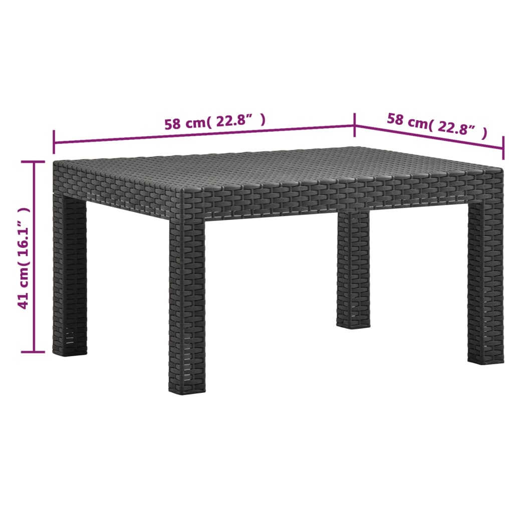 Set de muebles de jardín 2 pzas cojines PP ratán gris antracita