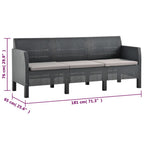 Set de muebles de jardín 2 pzas cojines PP ratán gris antracita