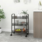 Carrito de cocina 3 niveles hierro blanco 46x26x64 cm