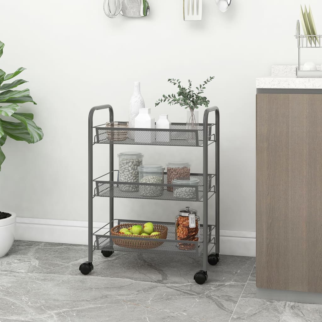 Carrito de cocina 3 niveles hierro blanco 46x26x64 cm