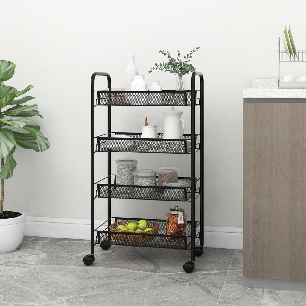 Carrito de cocina 3 niveles hierro blanco 46x26x64 cm
