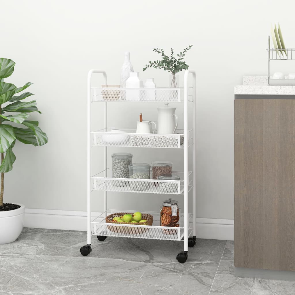 Carrito de cocina 3 niveles hierro blanco 46x26x64 cm