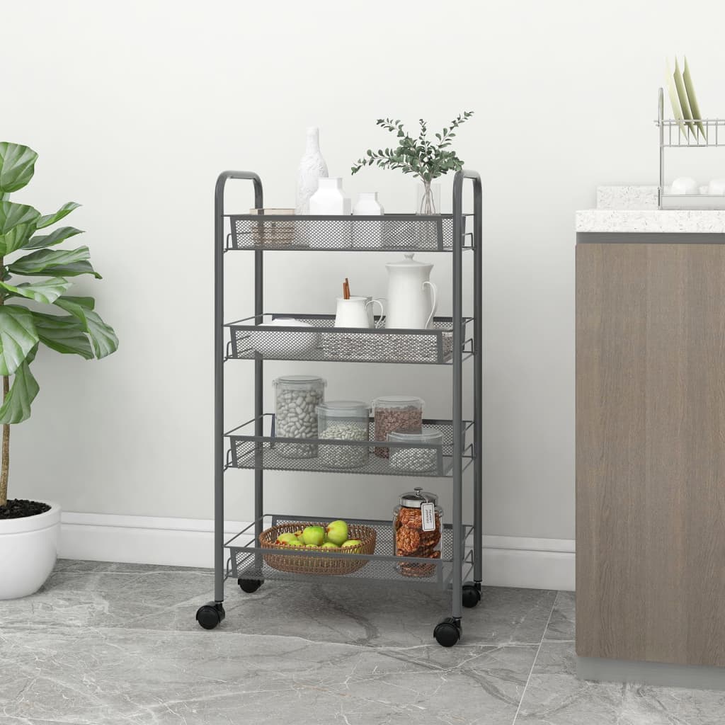 Carrito de cocina 3 niveles hierro blanco 46x26x64 cm