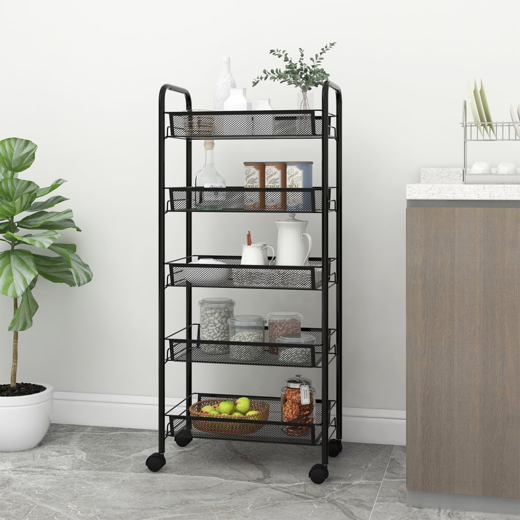 Carrito de cocina 3 niveles hierro blanco 46x26x64 cm