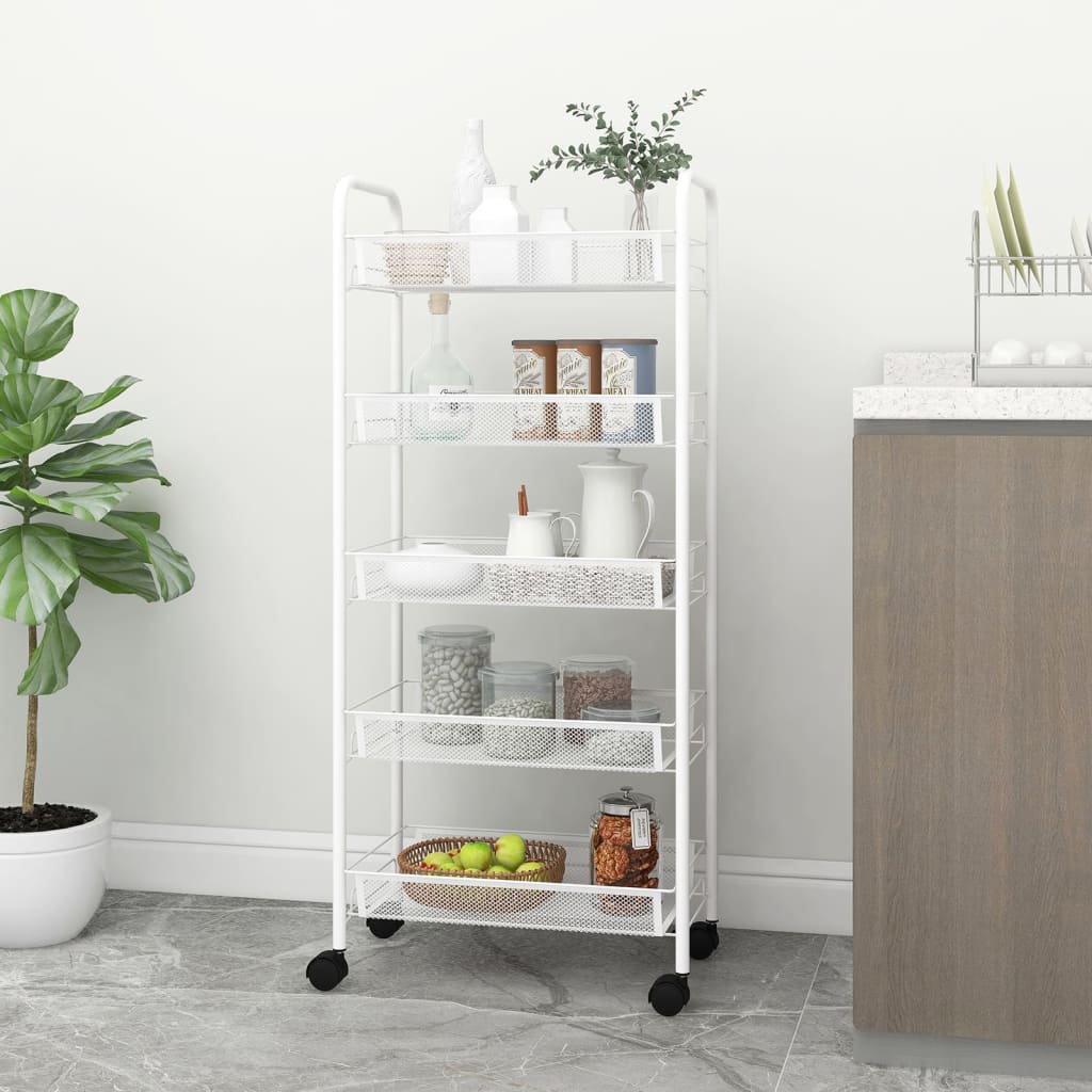 Carrito de cocina 3 niveles hierro blanco 46x26x64 cm