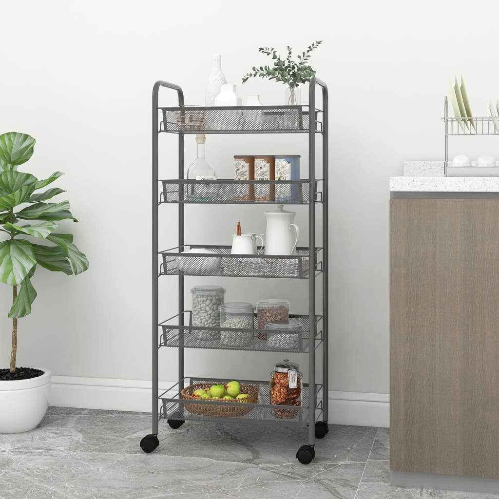 Carrito de cocina 3 niveles hierro blanco 46x26x64 cm
