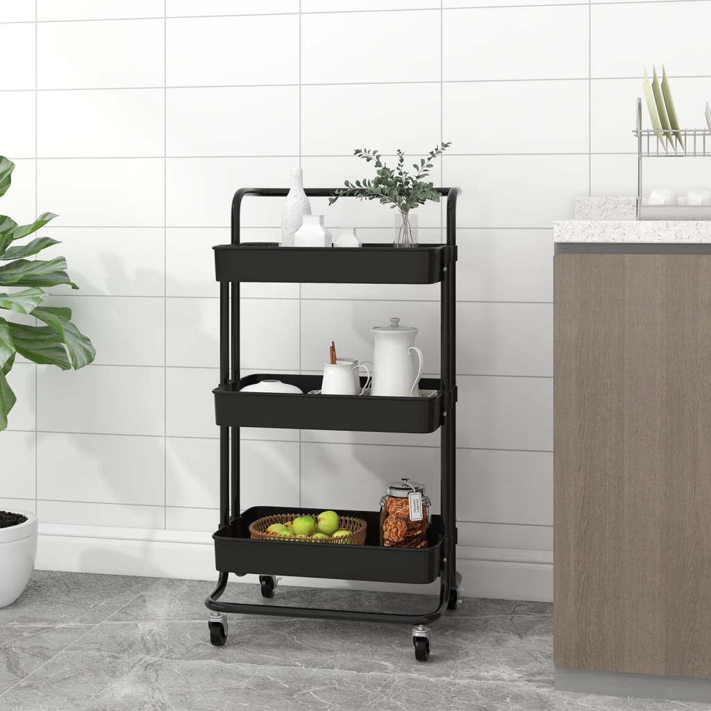 Carrito de cocina 3 niveles hierro blanco 46x26x64 cm