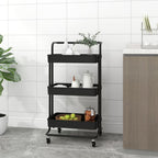 Carrito de cocina 3 niveles hierro blanco 46x26x64 cm