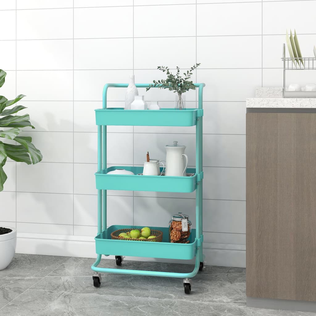 Carrito de cocina 3 niveles hierro blanco 46x26x64 cm