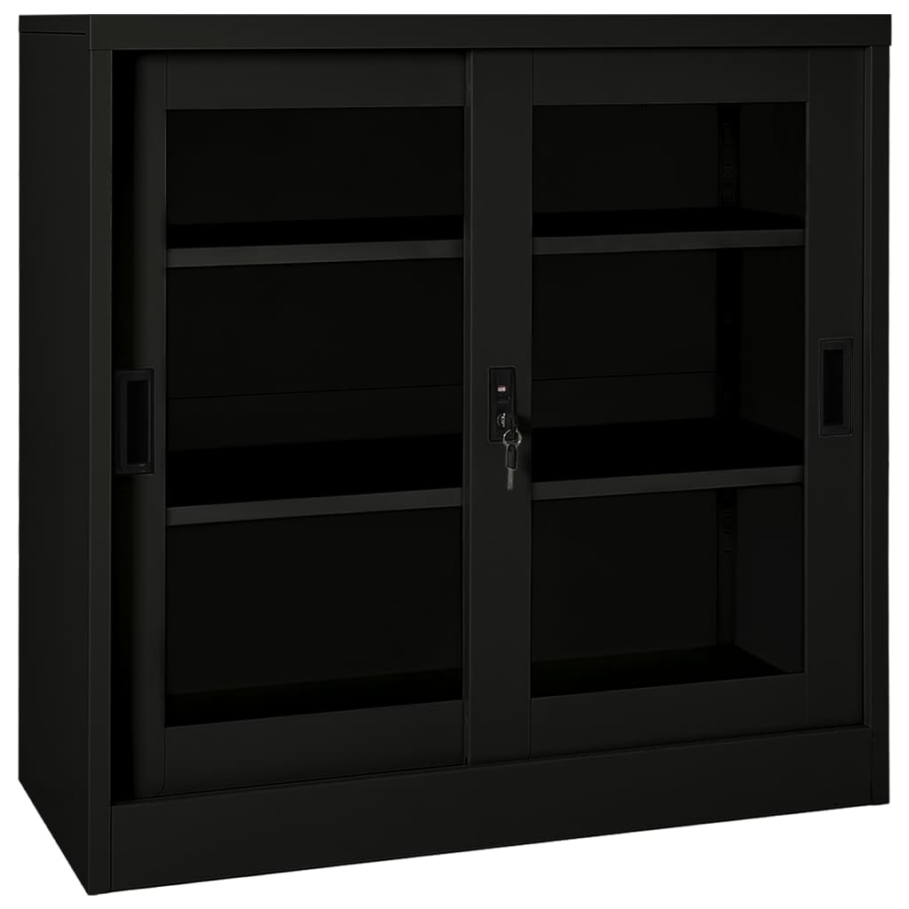 Armario con puerta corredera acero antracita 90x40x90 cm