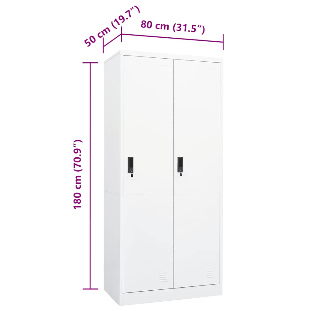 Armario de acero blanco 80x50x180 cm