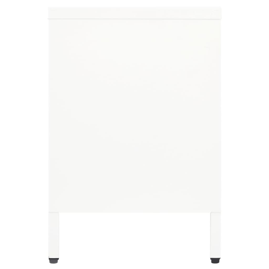 Mueble para el televisor acero y vidrio blanco 105x35x52 cm