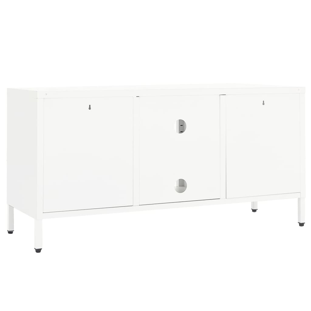 Mueble para el televisor acero y vidrio blanco 105x35x52 cm