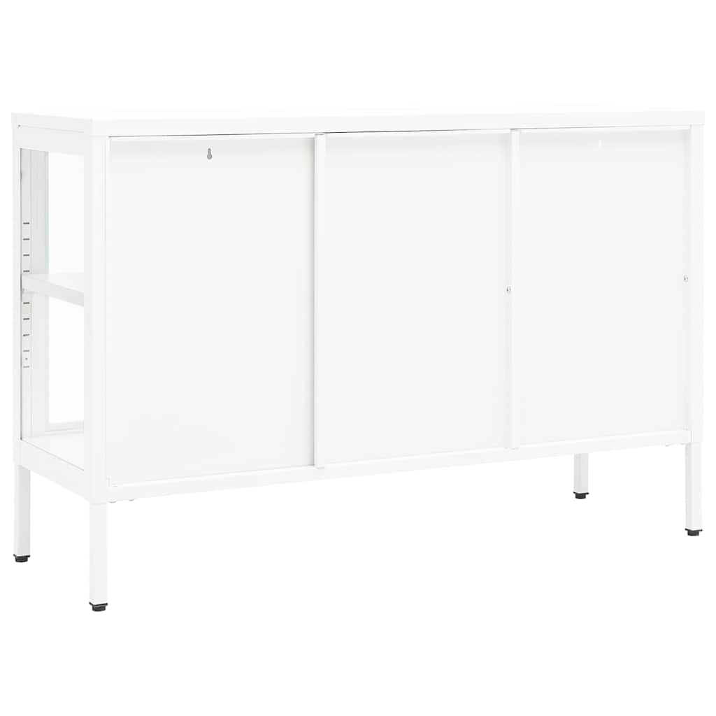 Aparador de acero y vidrio blanco 105x35x70 cm