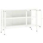 Aparador de acero y vidrio blanco 105x35x70 cm