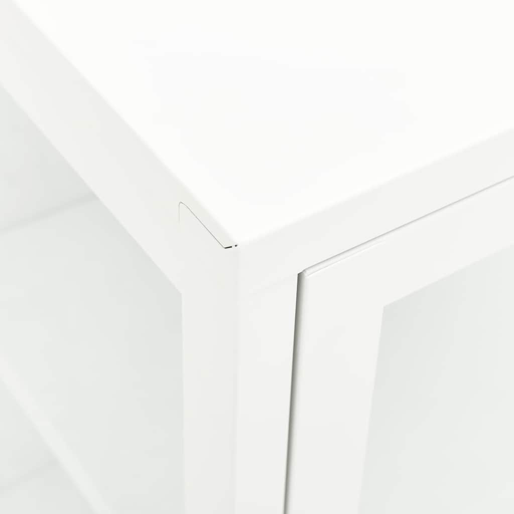 Aparador de acero y vidrio blanco 105x35x70 cm