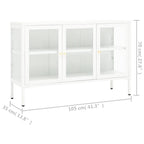 Aparador de acero y vidrio blanco 105x35x70 cm