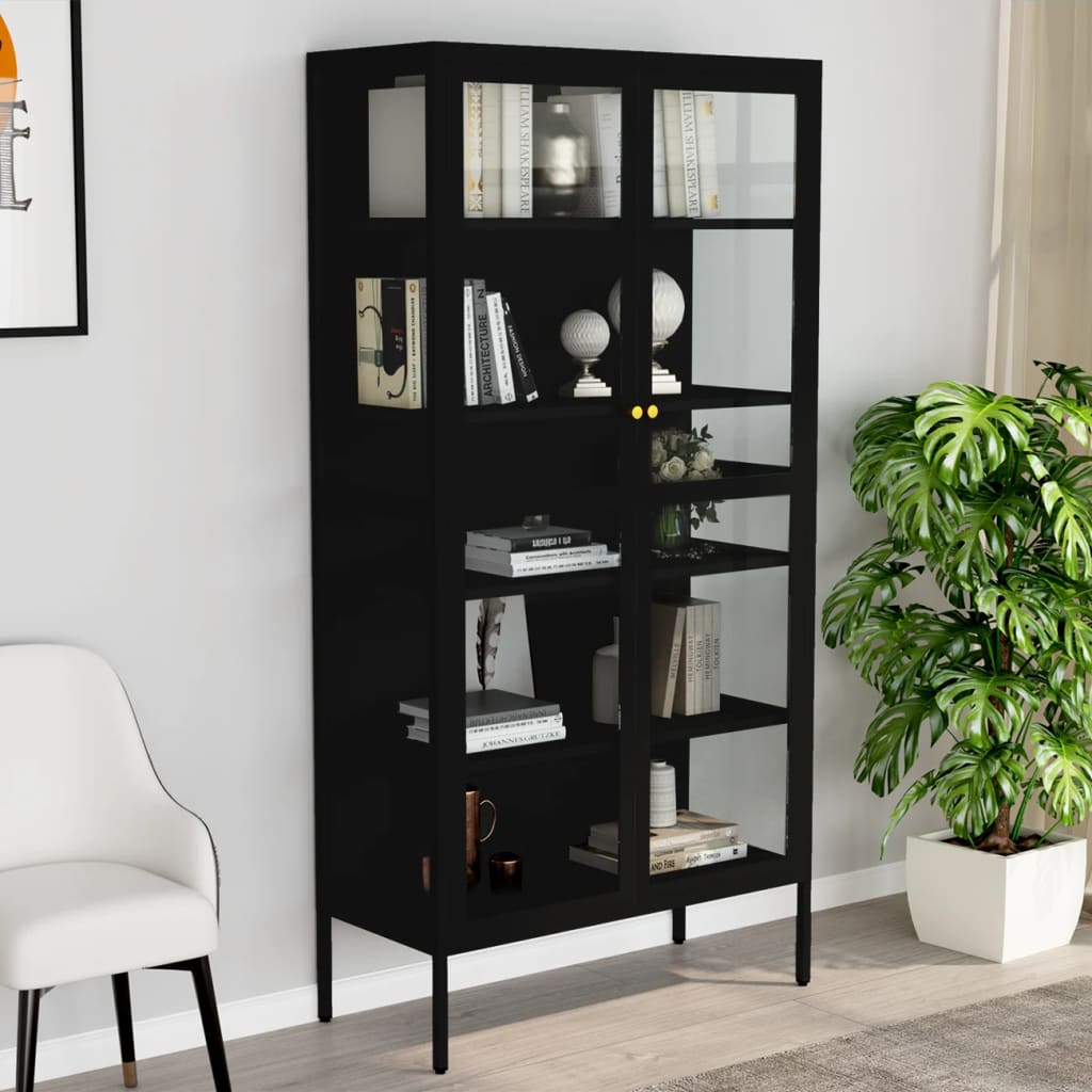 Vitrina de acero y vidrio templado blanca 90x40x180 cm