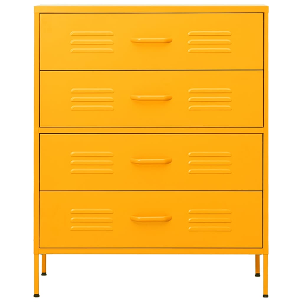 Armario de cajones de acero amarillo mostaza 80x35x101,5 cm