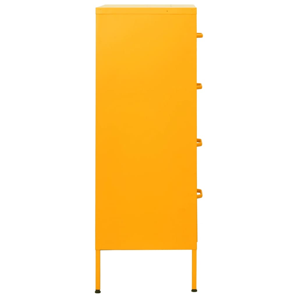 Armario de cajones de acero amarillo mostaza 80x35x101,5 cm