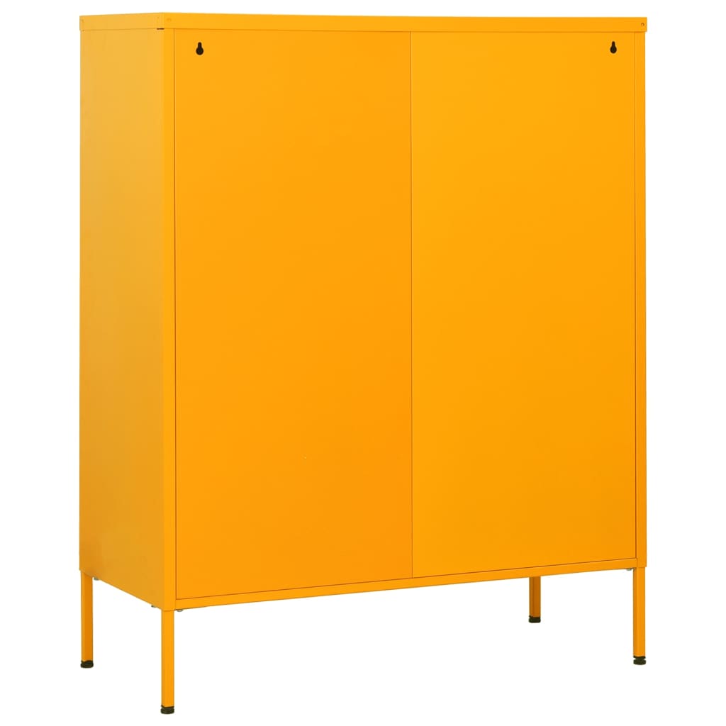 Armario de cajones de acero amarillo mostaza 80x35x101,5 cm