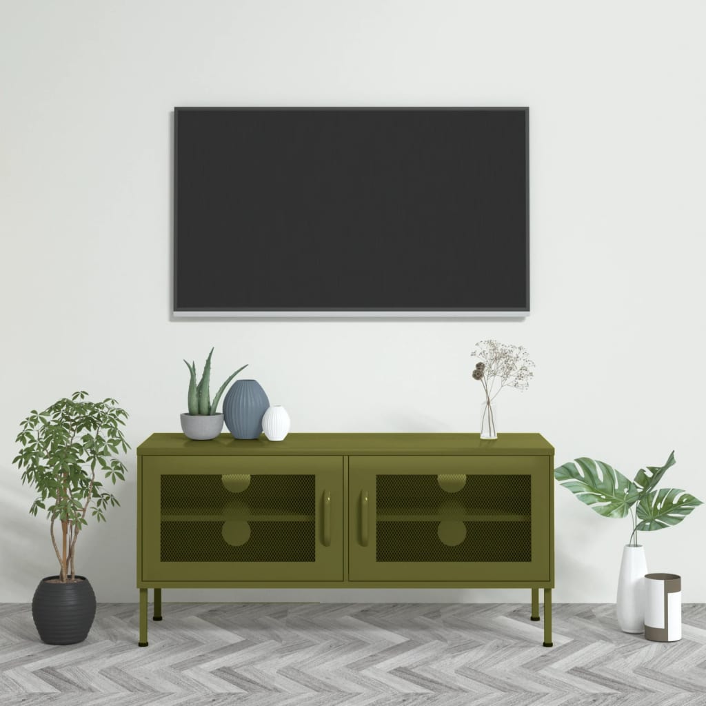 TV cabinet metal and grey MDF 105x36x47 cm
