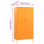 Armario de acero amarillo mostaza 90x50x180 cm