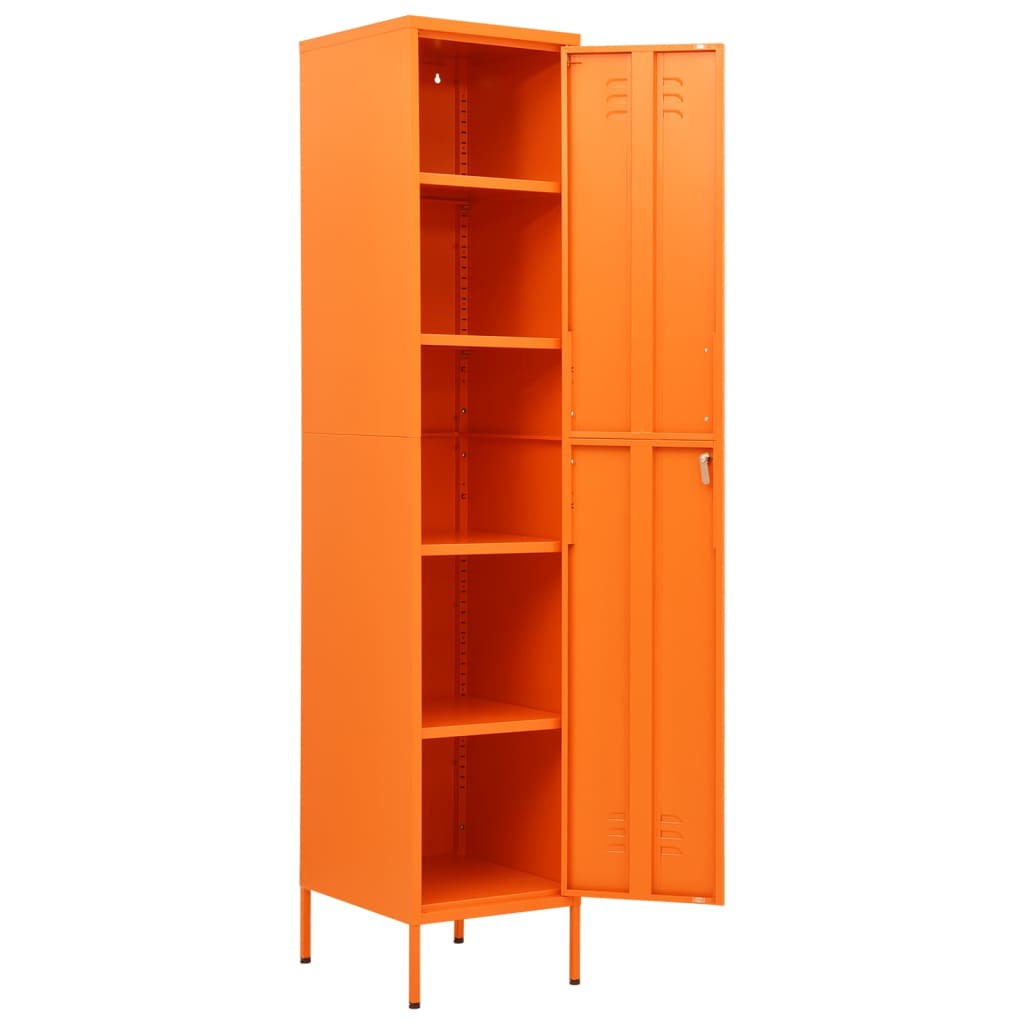 Armario de taquilla de acero naranja 35x46x180 cm