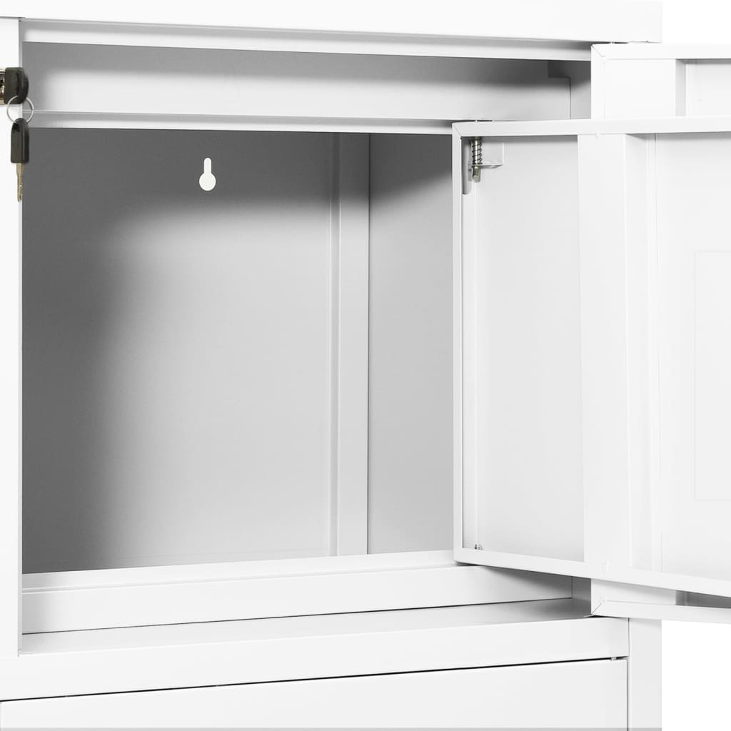 Armario de oficina de acero blanco 90x40x102 cm