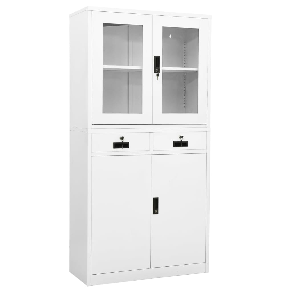 Armario de oficina de acero blanco 90x40x102 cm