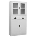 Armario de oficina acero vidrio templado gris claro 90x40x180cm