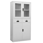 Armario de oficina acero vidrio templado gris claro 90x40x180cm