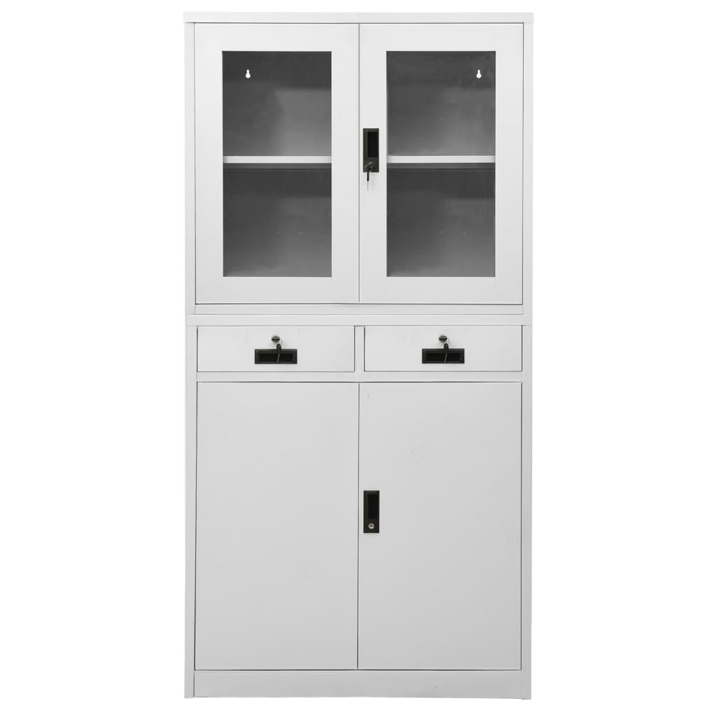 Armario de oficina acero vidrio templado gris claro 90x40x180cm