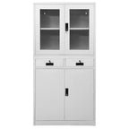 Armario de oficina acero vidrio templado gris claro 90x40x180cm