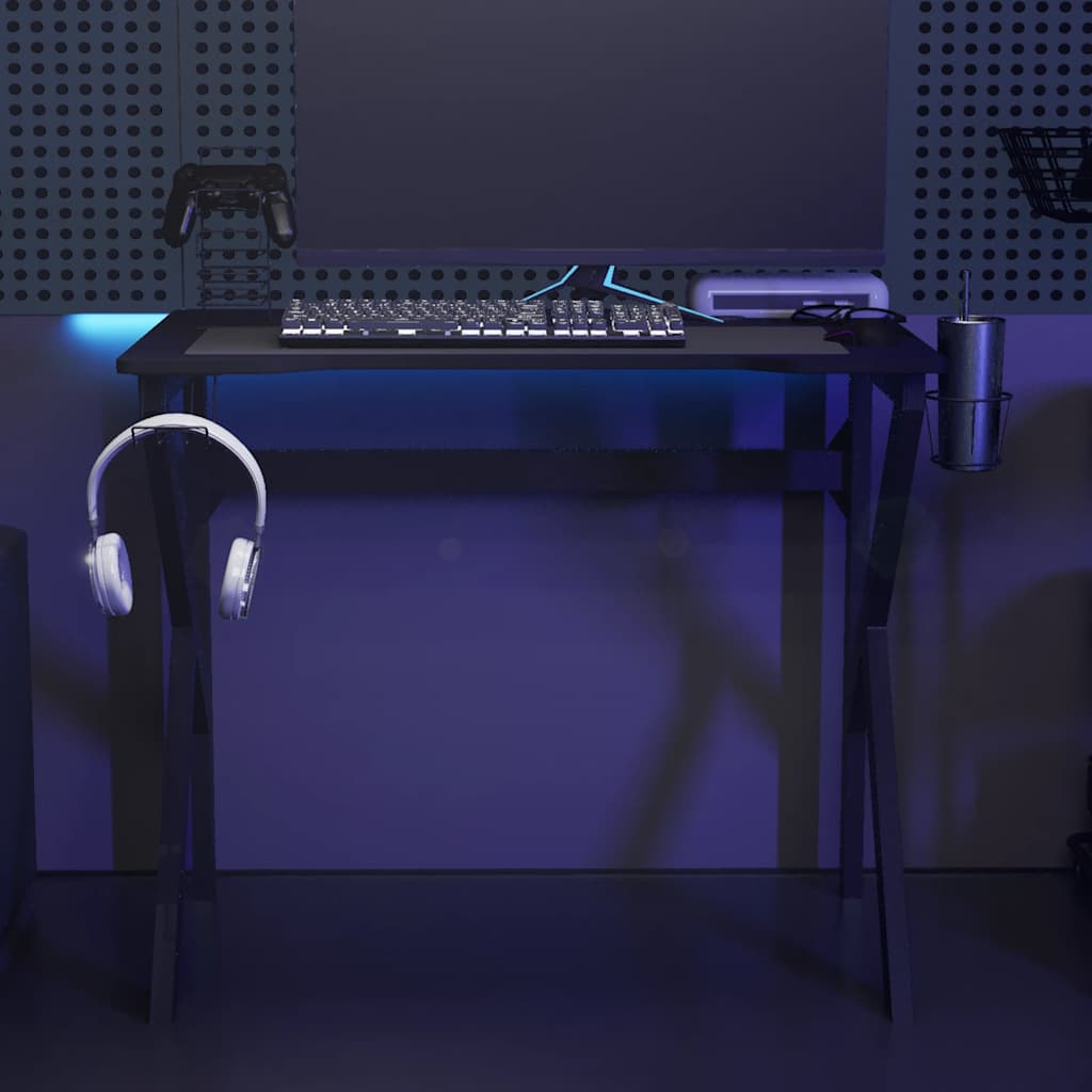 Gaming desk with K-shaped legs black 110x60x75 cm