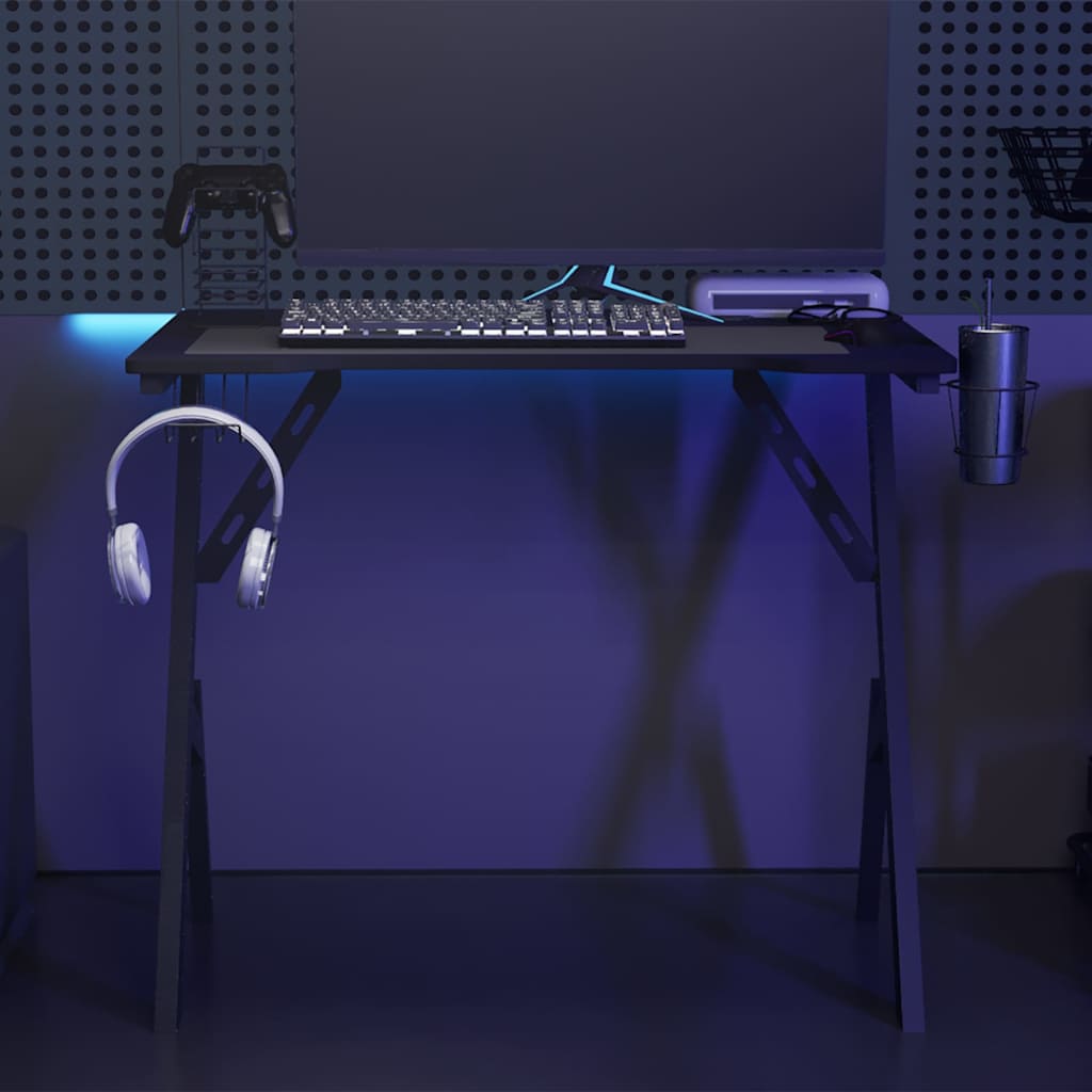 Gaming desk with K-shaped legs black 110x60x75 cm