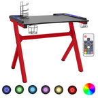Escritorio gaming con luz LED forma Y negro y rojo 110x60x75 cm