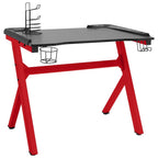 Escritorio gaming con luz LED forma Y negro y rojo 110x60x75 cm