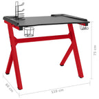 Escritorio gaming con luz LED forma Y negro y rojo 110x60x75 cm